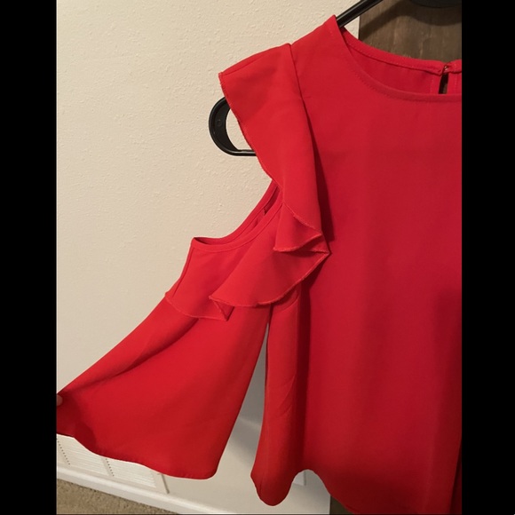 Mod On Trend Shoulder less red blouse / top size XS - Picture 3 of 8